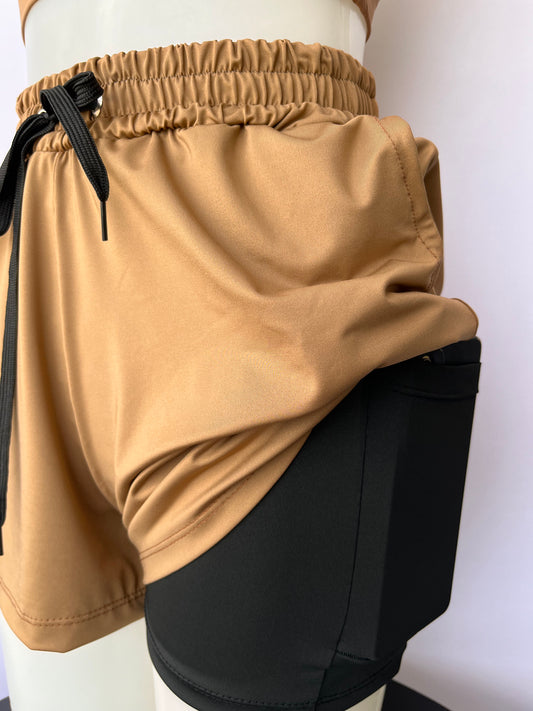 SHORT DUPLO FEMININO - Cappuccino