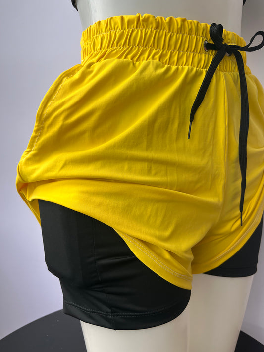 SHORT DUPLO FEMININO - Amarelo