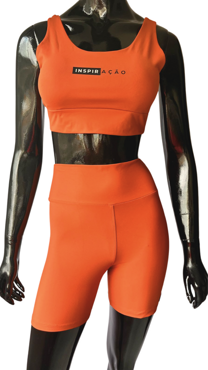 CONJUNTO FITNESS TOP ESTRELA E BERMUDA - Terracota